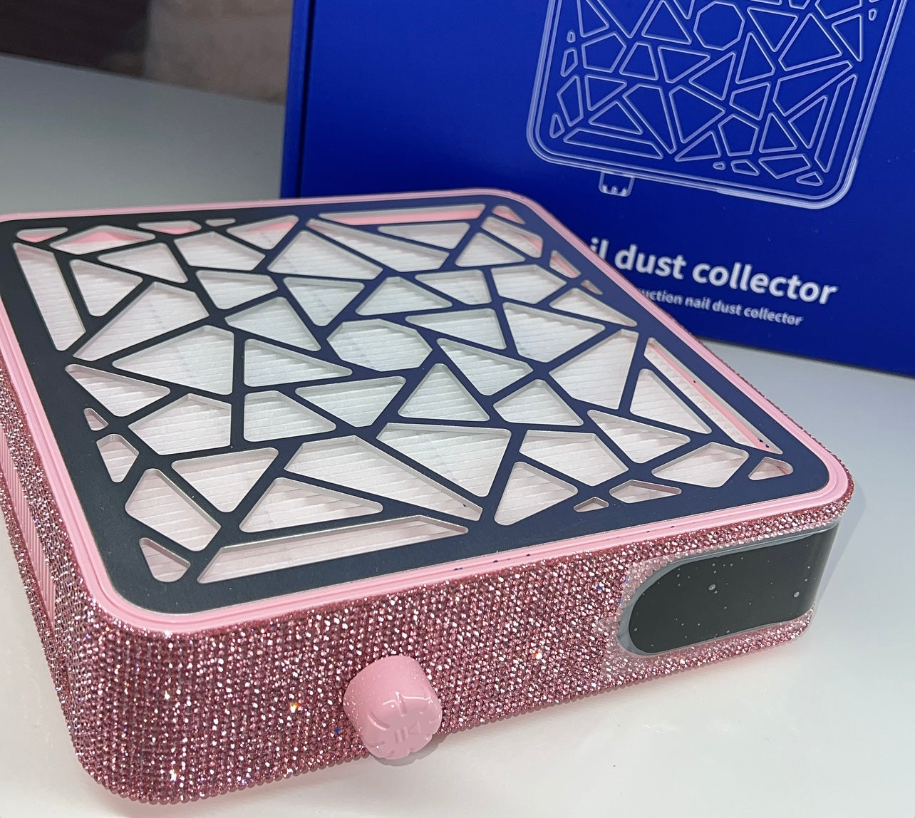 Pink Rhinestone LCD Display Nail Dust Collector