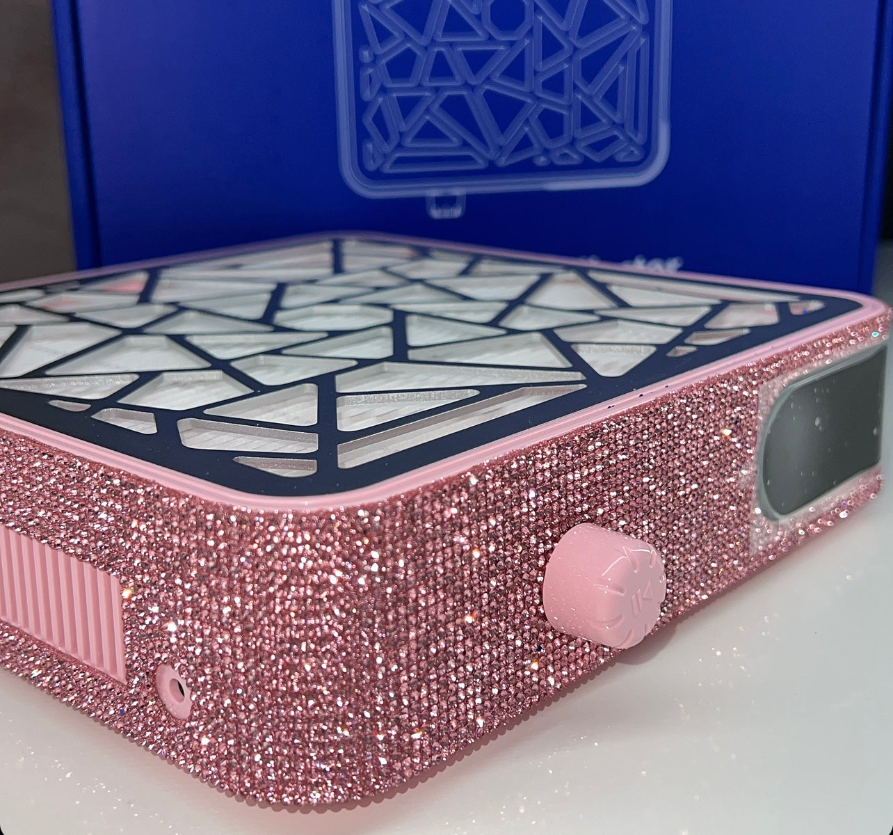 Pink Rhinestone LCD Display Nail Dust Collector