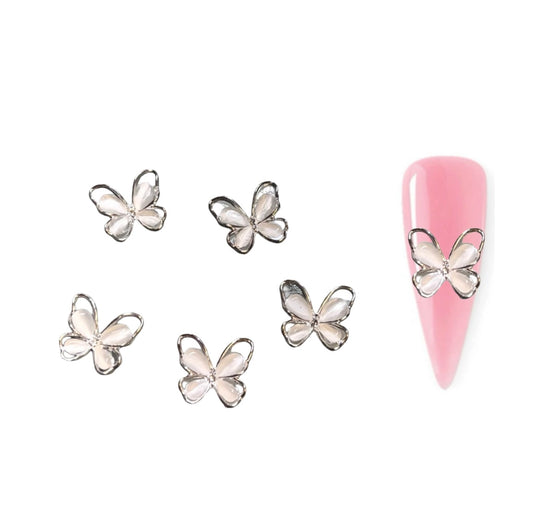 3D White Pearl Butterflies