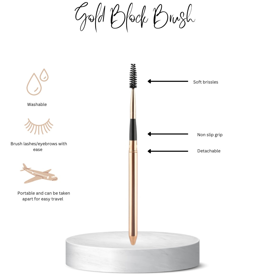 Gold Block Lash Brush